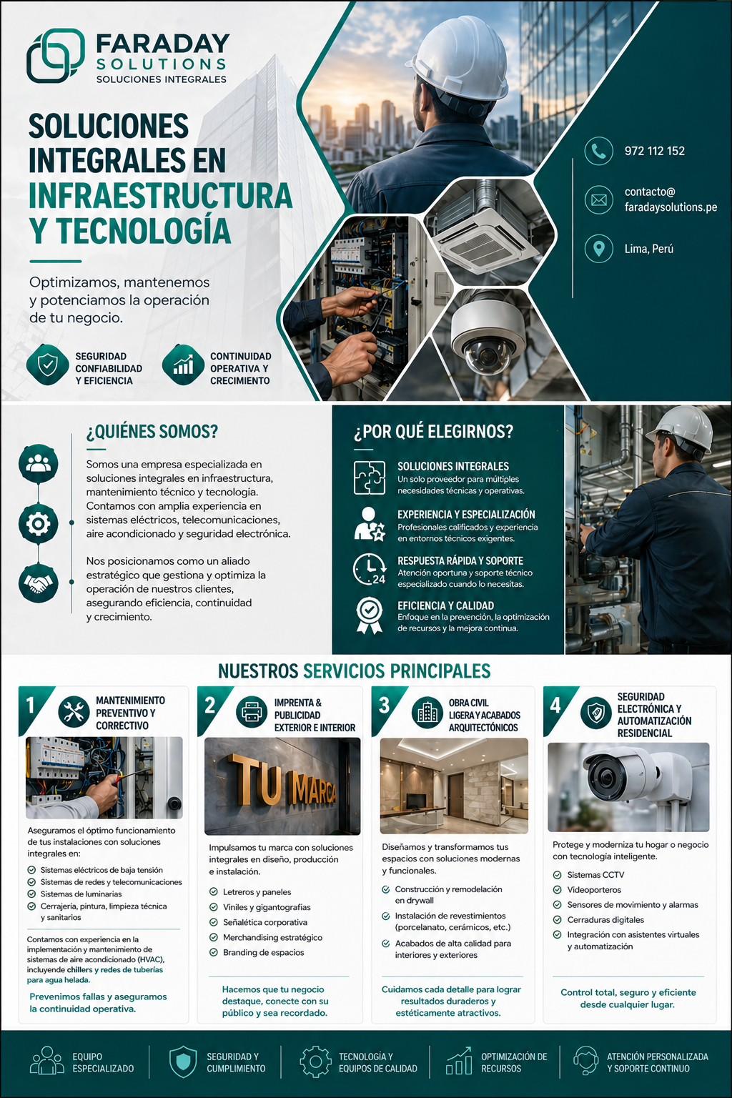 Presentación de servicios integrales de Faraday Solutions