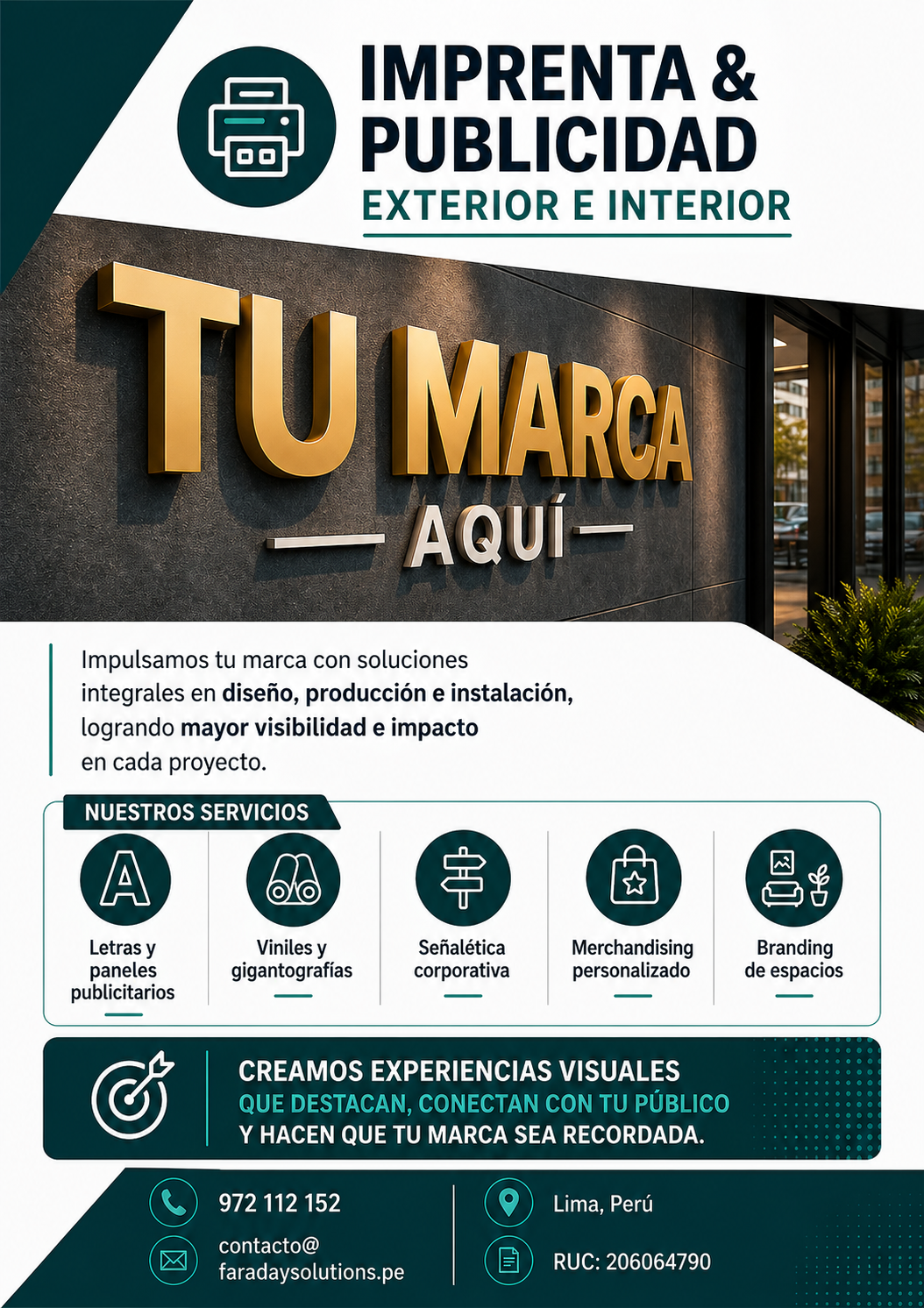 Servicio de imprenta y publicidad de Faraday Solutions